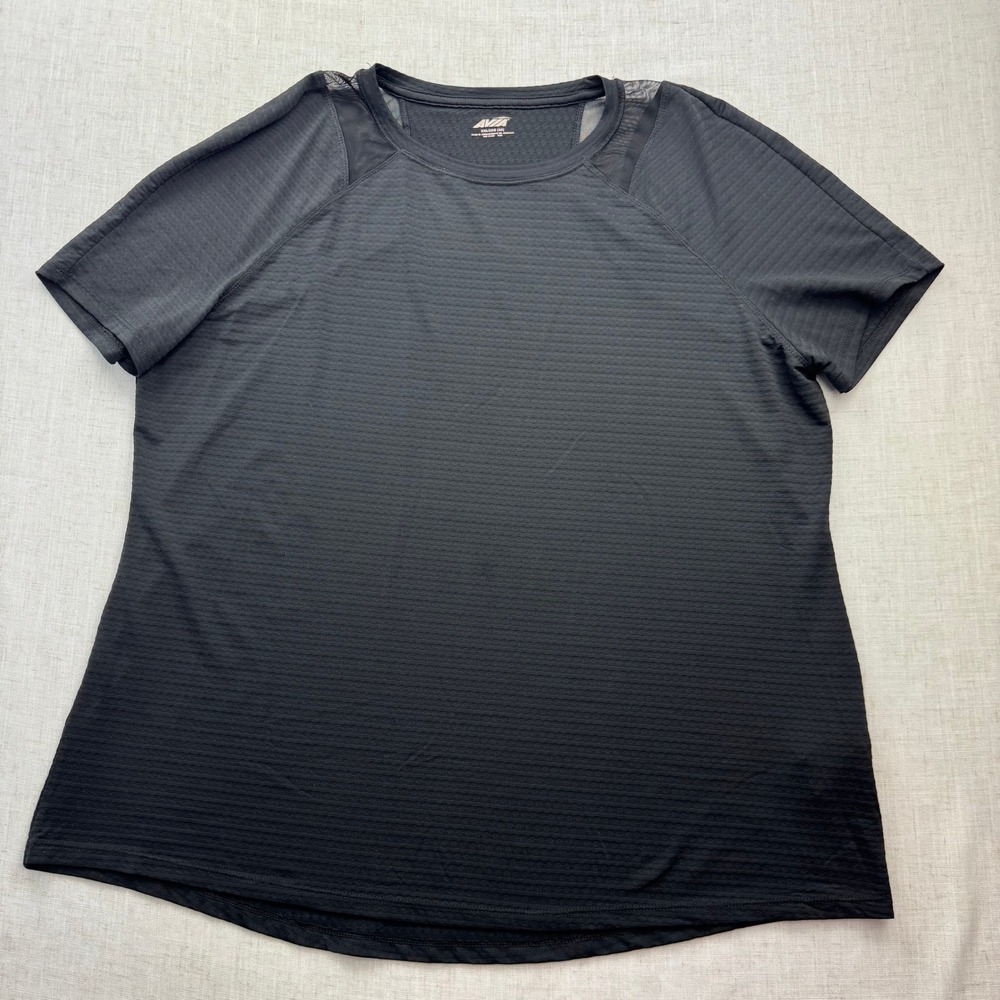Avia Activewear Shirt Mens XXL Black Mesh Panel Textured Performance Tee Gym